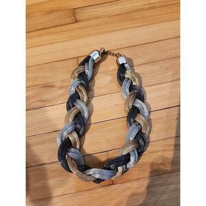 Vintage Braided MESH Black and Gold Necklace - RETRO Statement 16-18’’ Beautiful